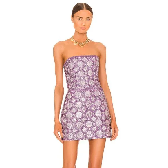 Retrofete | Dresses | New Retrofete Heather Mini Dress In Lilac Purple Silver Large Metallic Strapless | Poshmark Retrofete | Dresses | New Retrofete Heather Mini Dress In Lilac Purple Silver Large Metallic Strapless | Poshmark